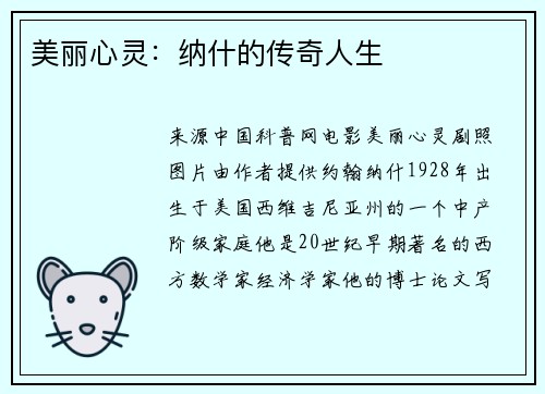 美丽心灵：纳什的传奇人生